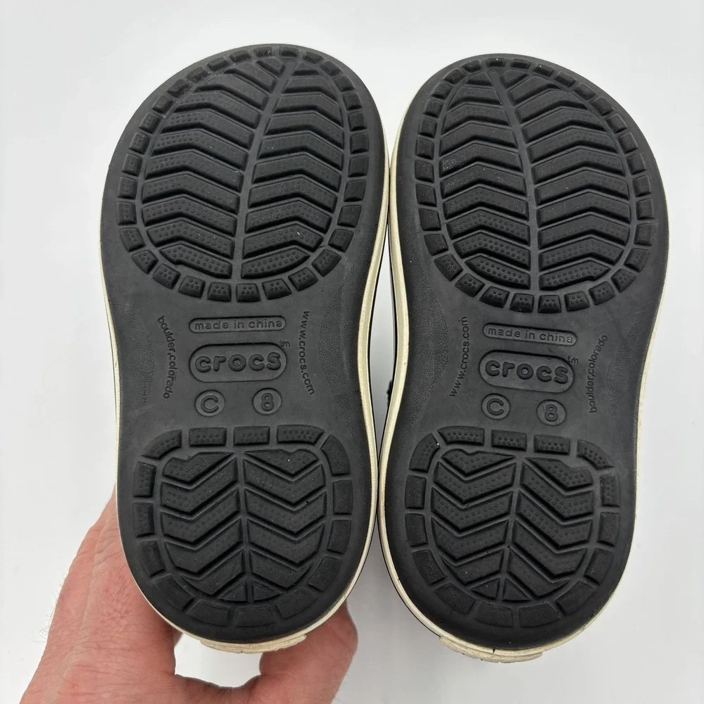 Crocs Puffer Snow Boots Baby Size 8 Black Crocband Winter‎ Fleece Lined